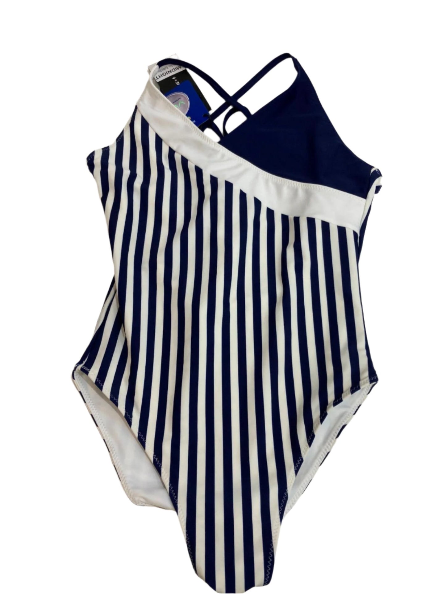 Midnight Luna One Piece Blue/White Stripe Swim Bathers Ladies Sz S NEW