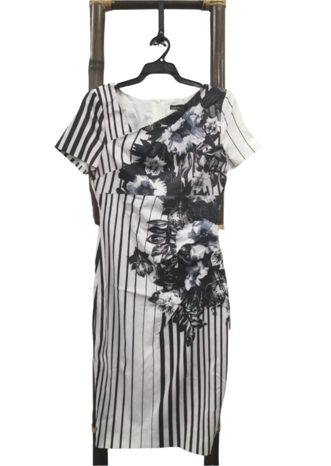 Karen Millen Black & White Short Sleeve Dress Ladies Size 12 *Neighbours