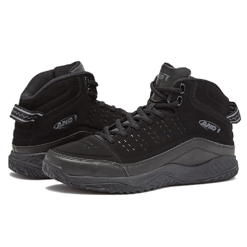 AND1 Pulse Black Lace-Up Basketball Style Sneakers Mens
