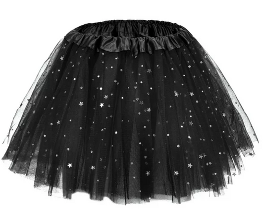 Girls Black Tutu Holographic Moons & Stars - Fits Kids Ages 4-12 NEW