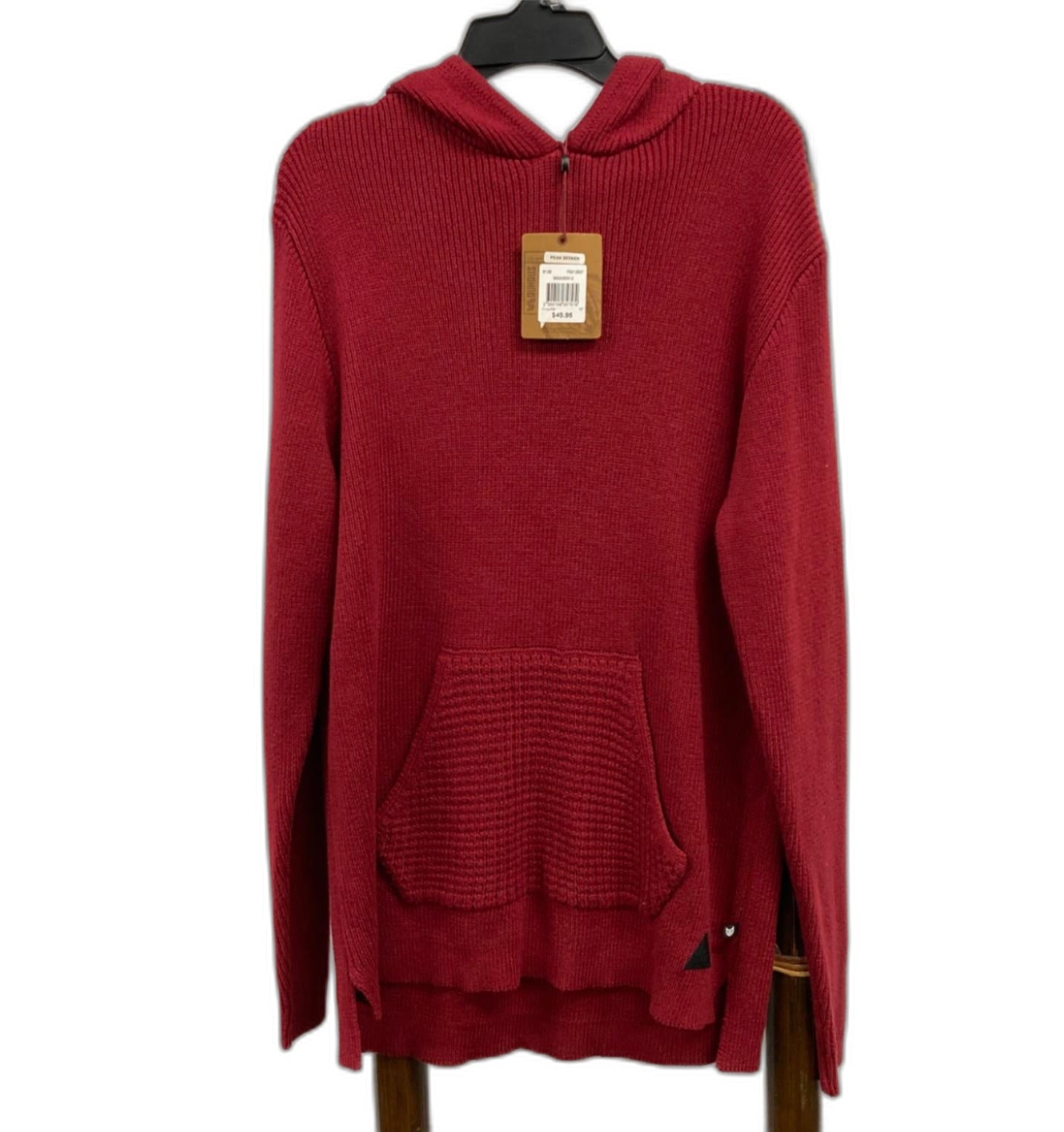 Bauhaus Peak Seeker Hooded Jumper W/Pocket Burgundy Unisex Sz 16 NEW