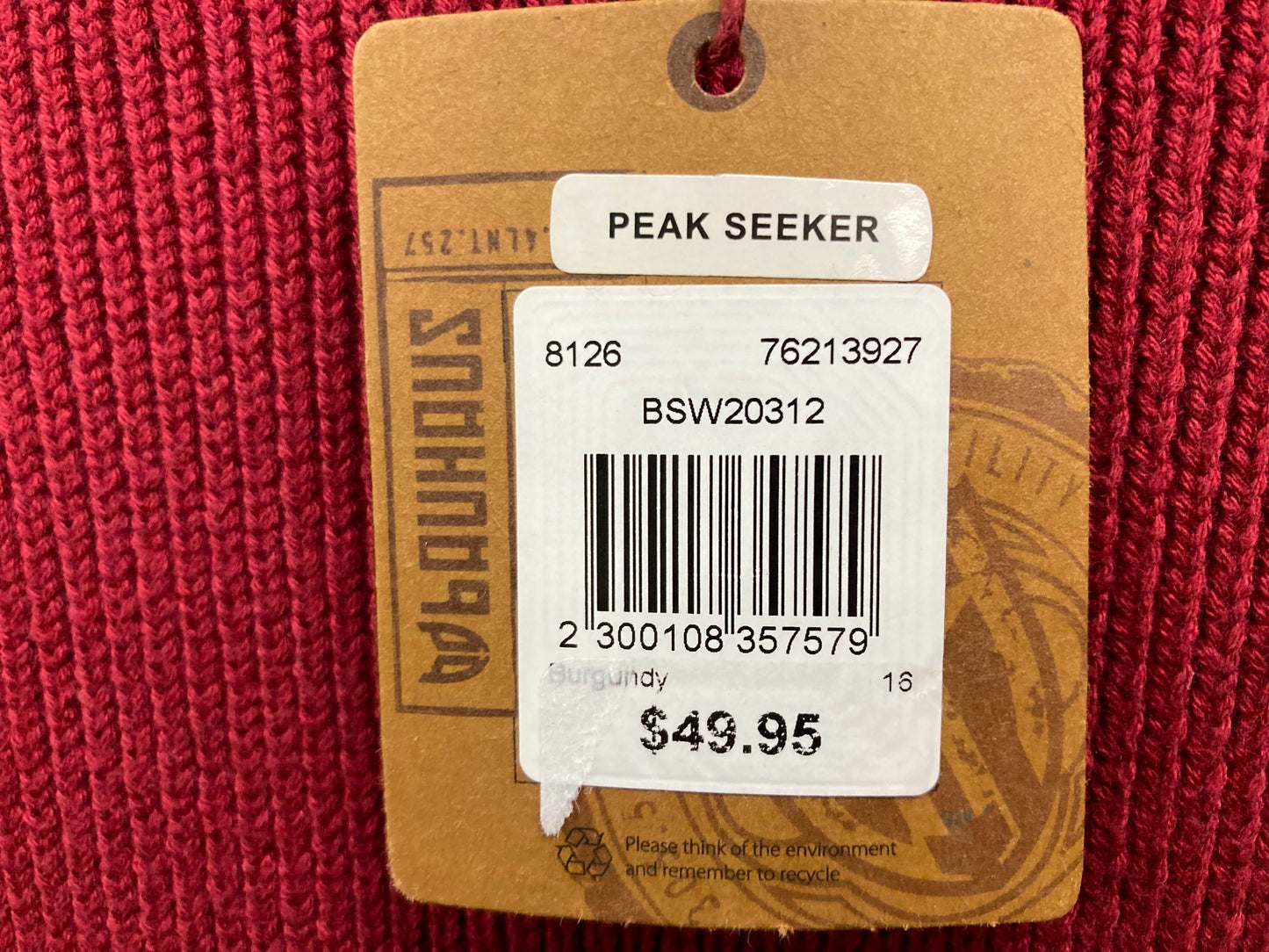 Bauhaus Peak Seeker Hooded Jumper W/Pocket Burgundy Unisex Sz 16 NEW