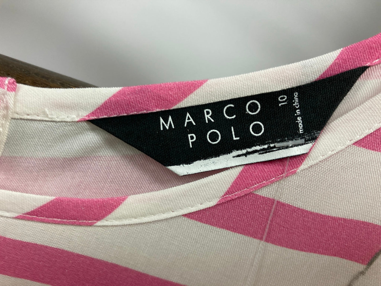 Marco Polo L/S Stork Striped Design Top Pink/White Ladies Sz 10  NEW