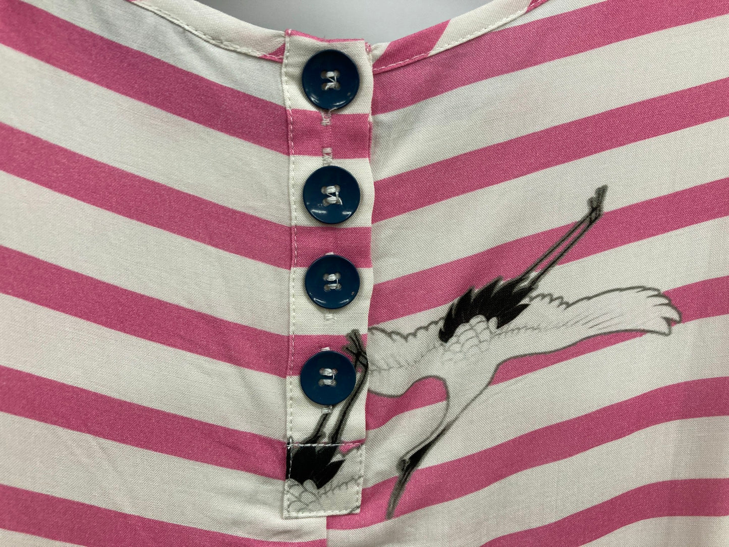 Marco Polo Back Buttons Stork Striped Top Pink/White Ladies Sz 10 NEW