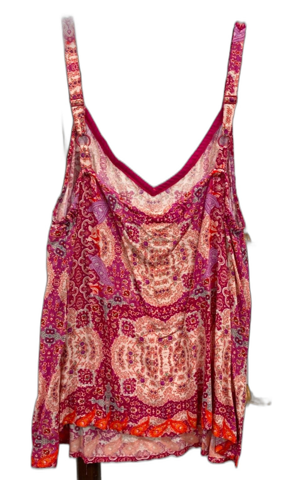 Beme Indian Print Pink Patches Sleeveless Tank Top Ladies Sz 18 NEW