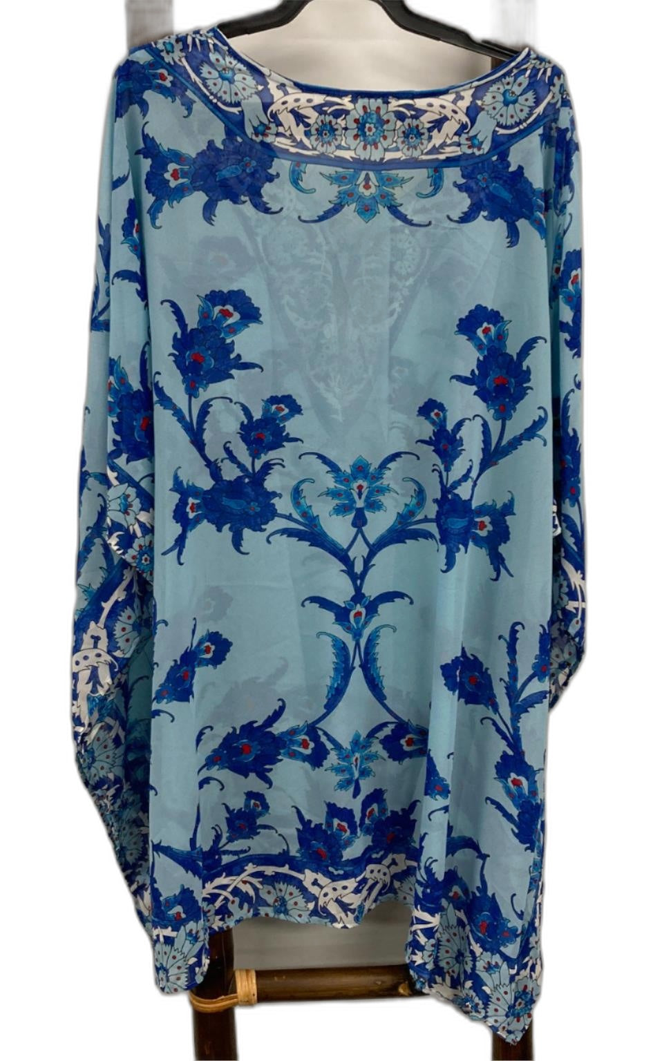 Beme Relax And Repeat Blue Kimono Style Blouse Top Ladies Sz M/L NEW