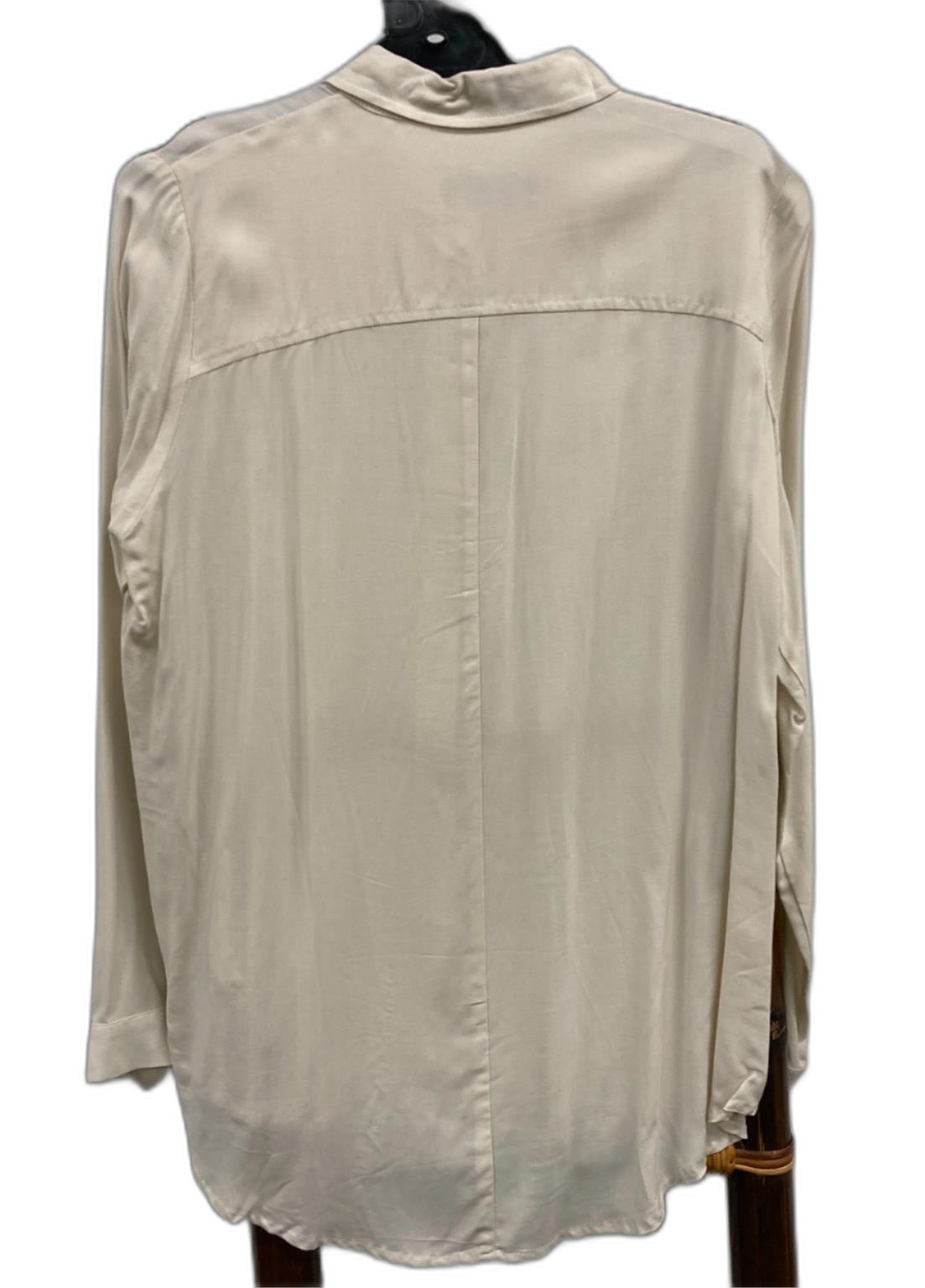 Marco Polo L/S Hidden Button Up Blouse With Collar Cream Ladies Sz 10 NEW