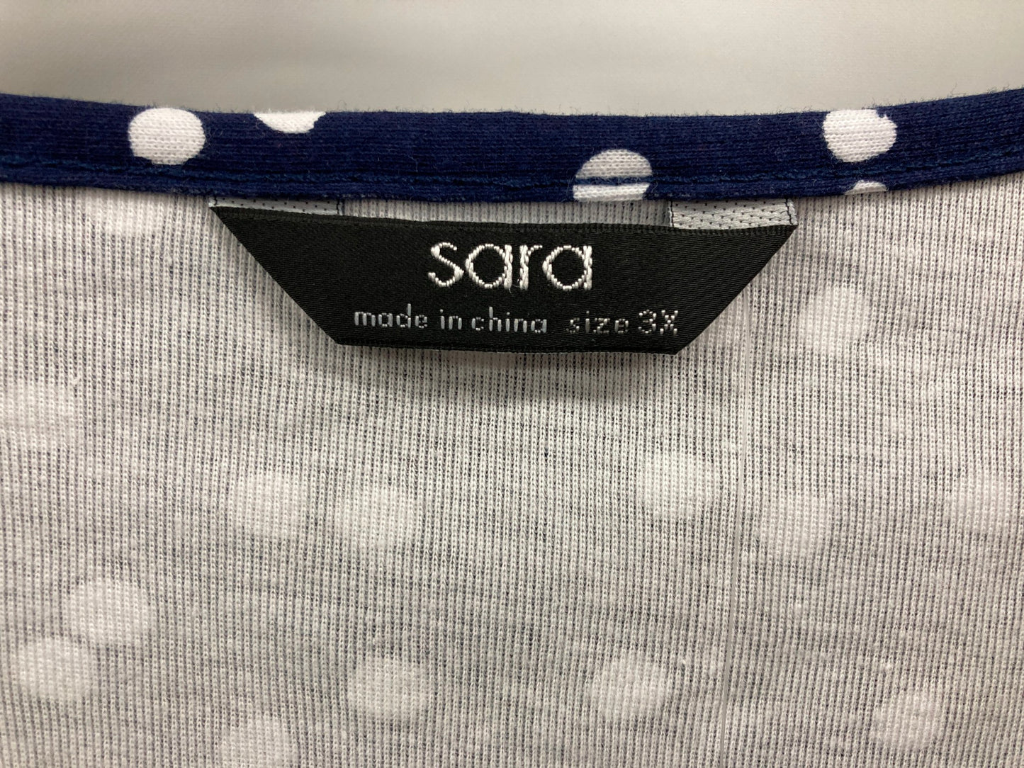 Sara V-Neck Navy With White Dots Tee T-Shirt Top Ladies Sz 3Xl NEW