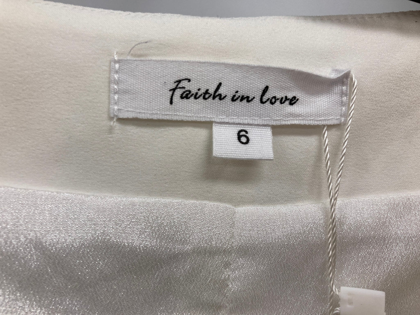 Faith In Love Low Neck Line, Cropped Belt Ivory Top Ladies Sz 6 NEW