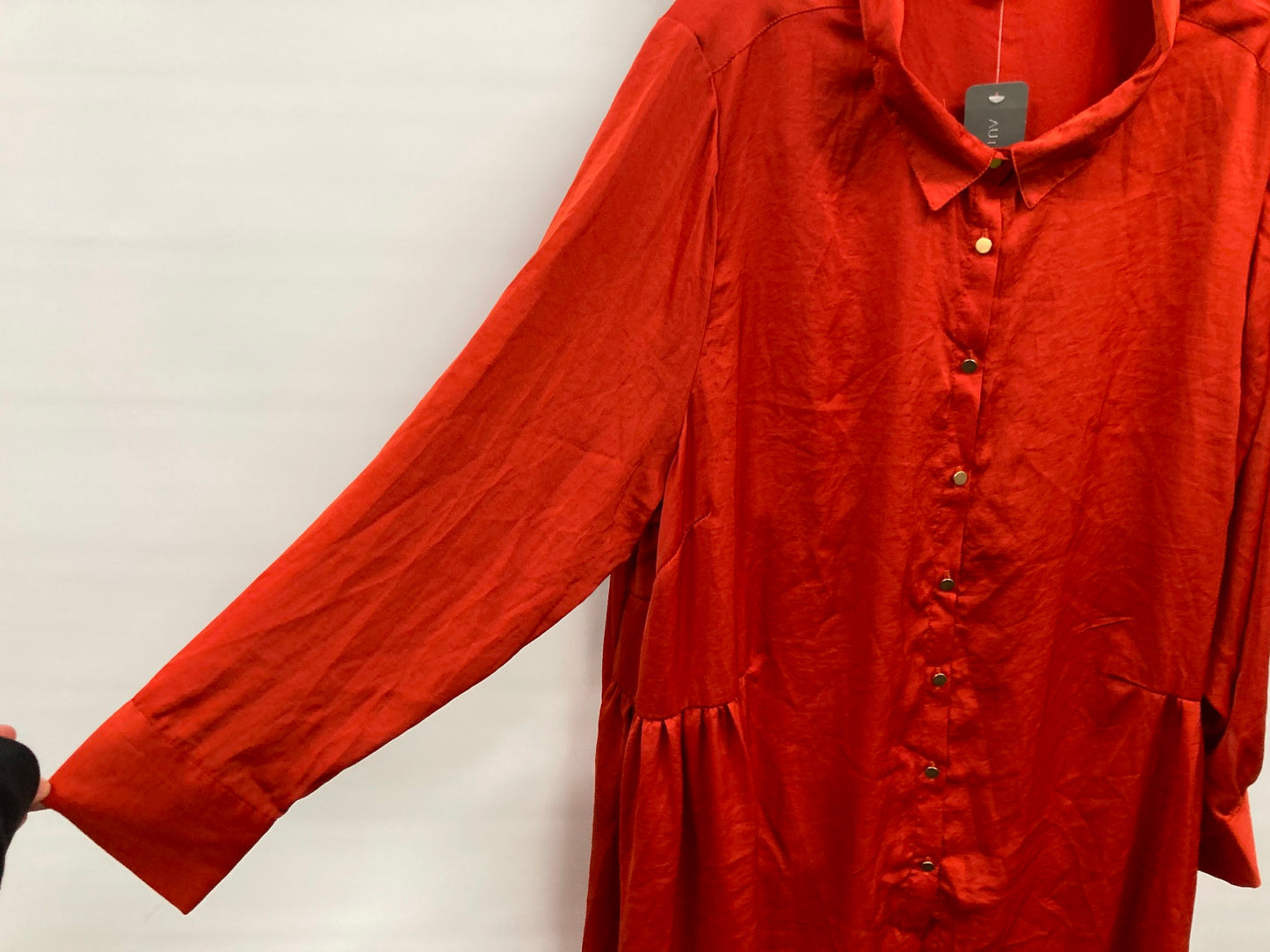 Autograph Hammered Satin Shirt L/Sleeve Burnt Orange Ladies Sz 24 NEW