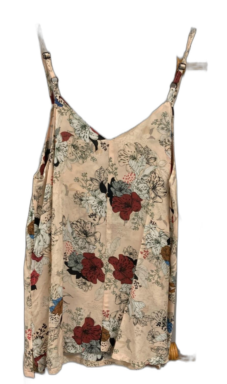 By Willa Camisole Style Floral Top Cream Browns Ladies Sz 8 NEW