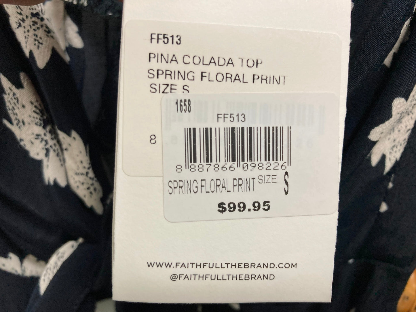 Faithfull Pina Colada Top Spring Floral Navy Ladies Sz S NEW