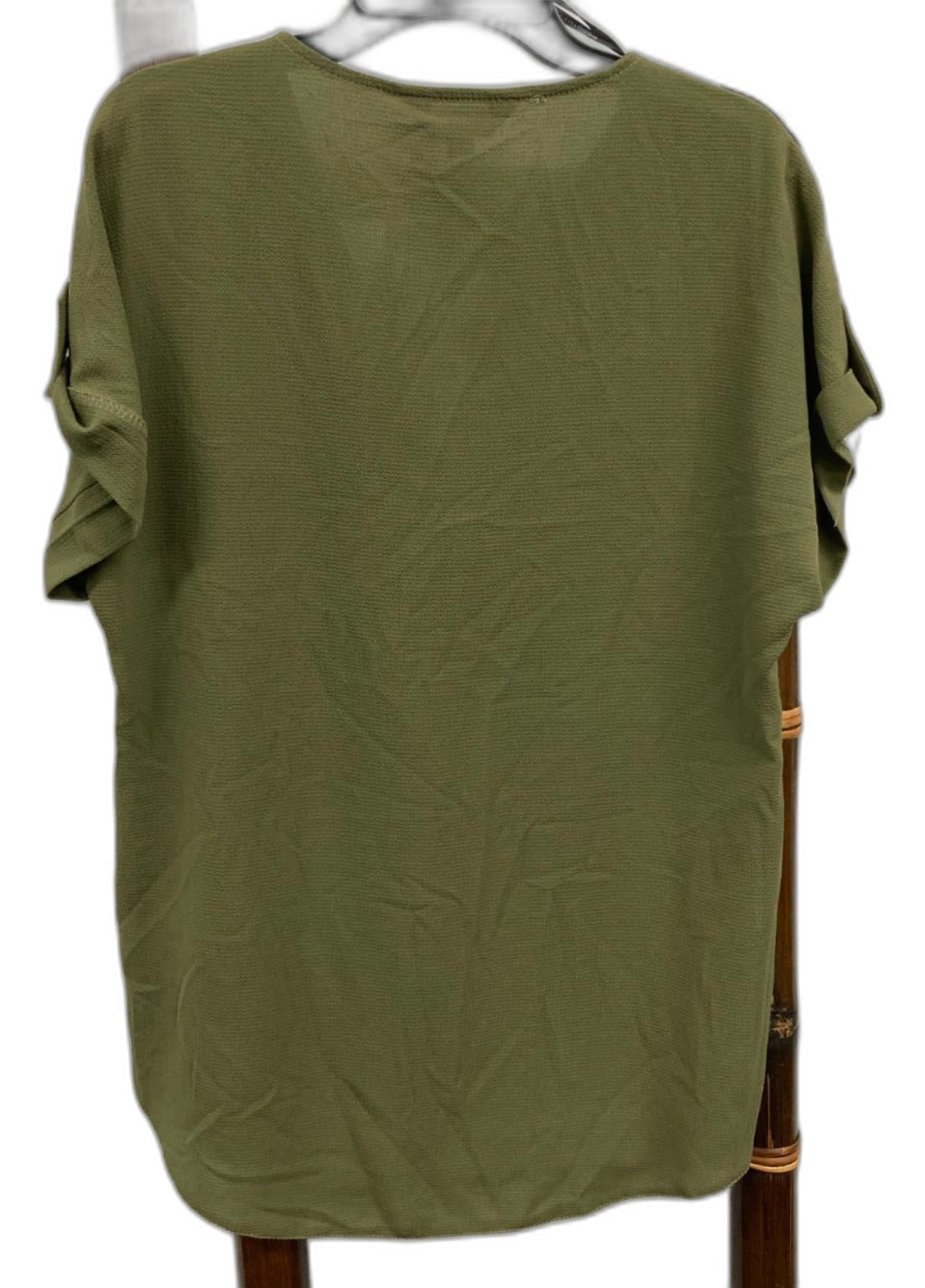 Dorothy Perkins V-Neck Short Sleeve Blouse Khaki Green Ladies Sz S NEW