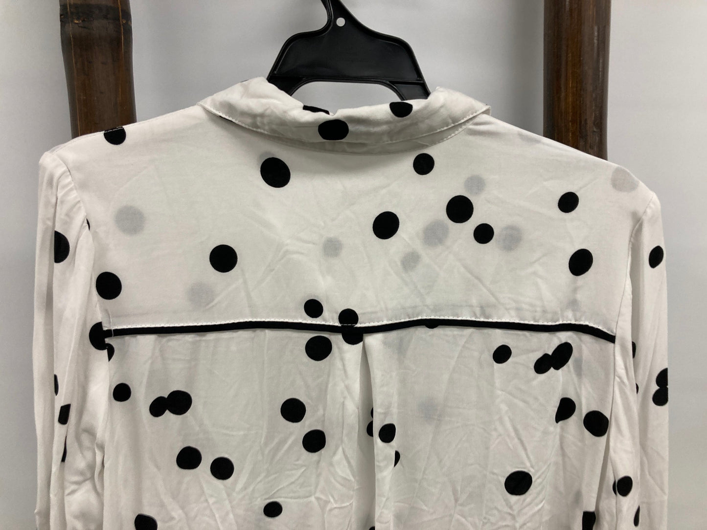 Rockmans Long Sleeve Polka Dot Shirt White/Black Ladies Sz 10 NEW