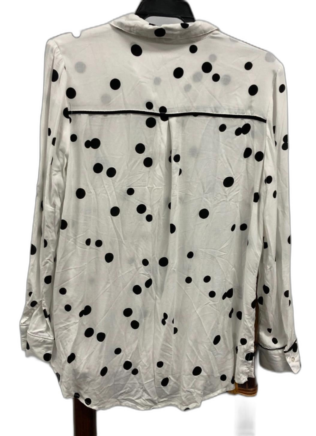 Rockmans Long Sleeve Polka Dot Shirt White/Black Ladies Sz 10 NEW