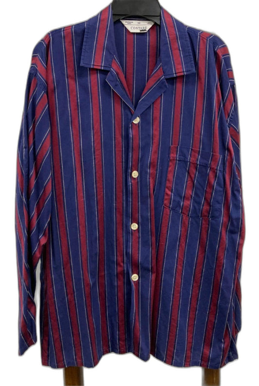 Contare Button Up Relaxed Fit Navy & Burgundy Sleep Shirt Mens Sz M