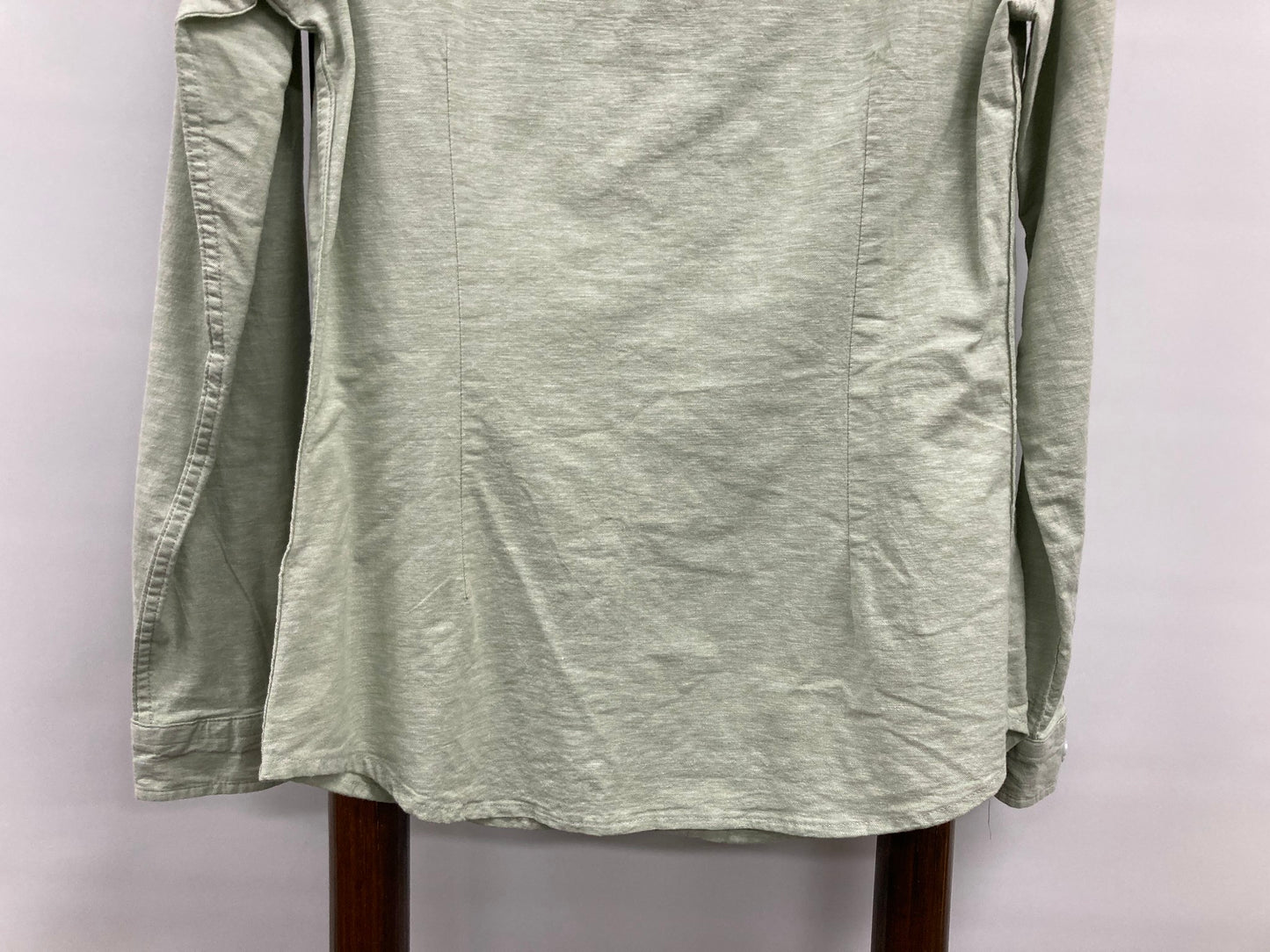 Asos Round Collar L/S Button Up Muted Green Shirt Mens Sz S Tvshow Neighbours NEW