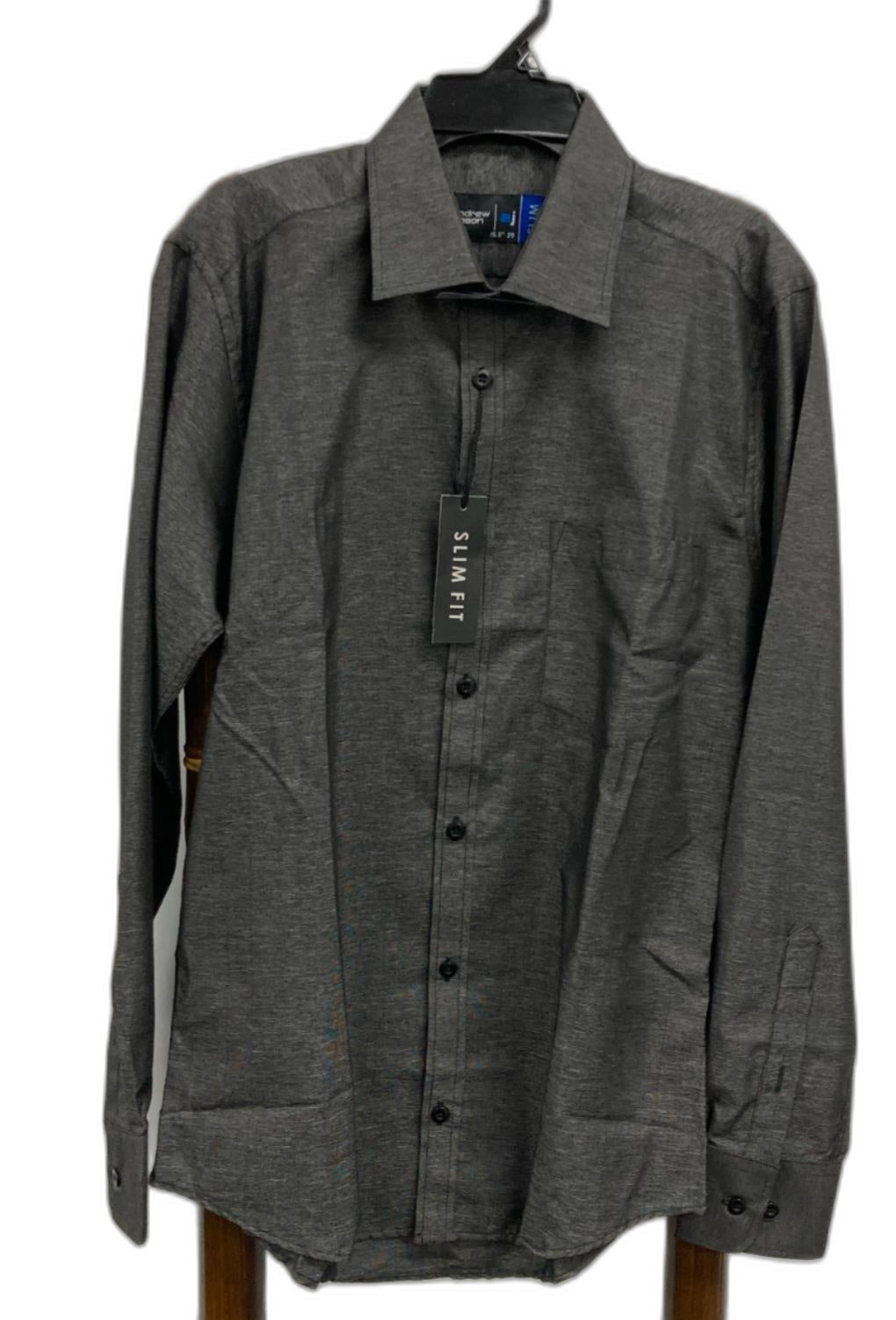 Aj Andrew Jason Slim Fit L/S Charcoal Shirt Mens Sz 15.5" 39 NEW