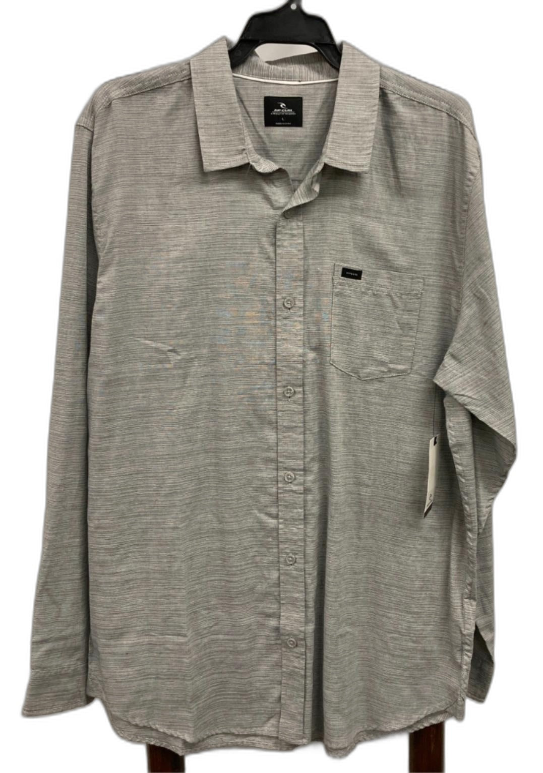 Rip Curl Jabbot Long Sleeve Button Up Light Grey Shirt Mens Sz L NEW