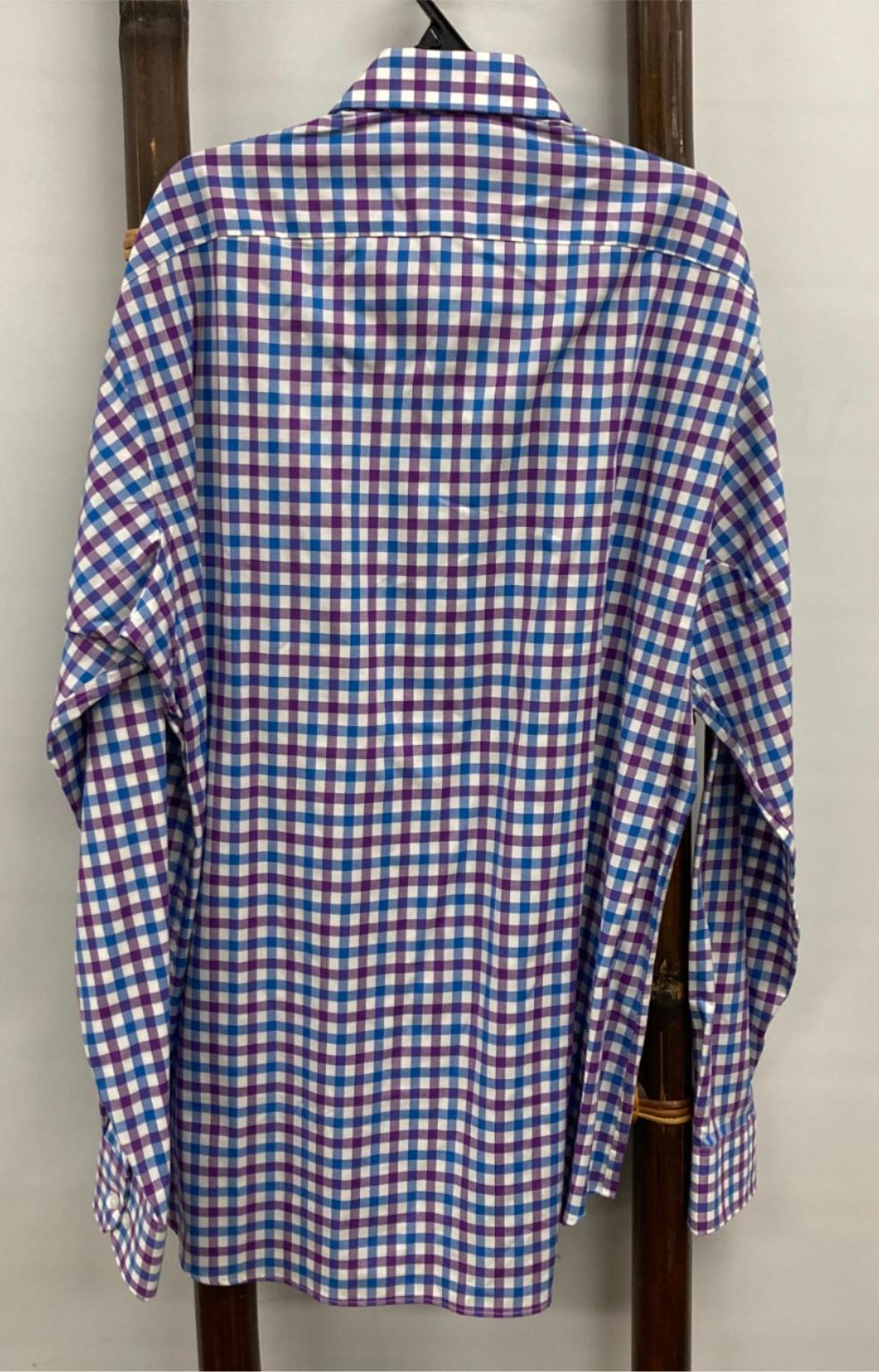 Abelard Classic L/S Button Up Purple Check Shirt Mens Sz 44 Xl NEW