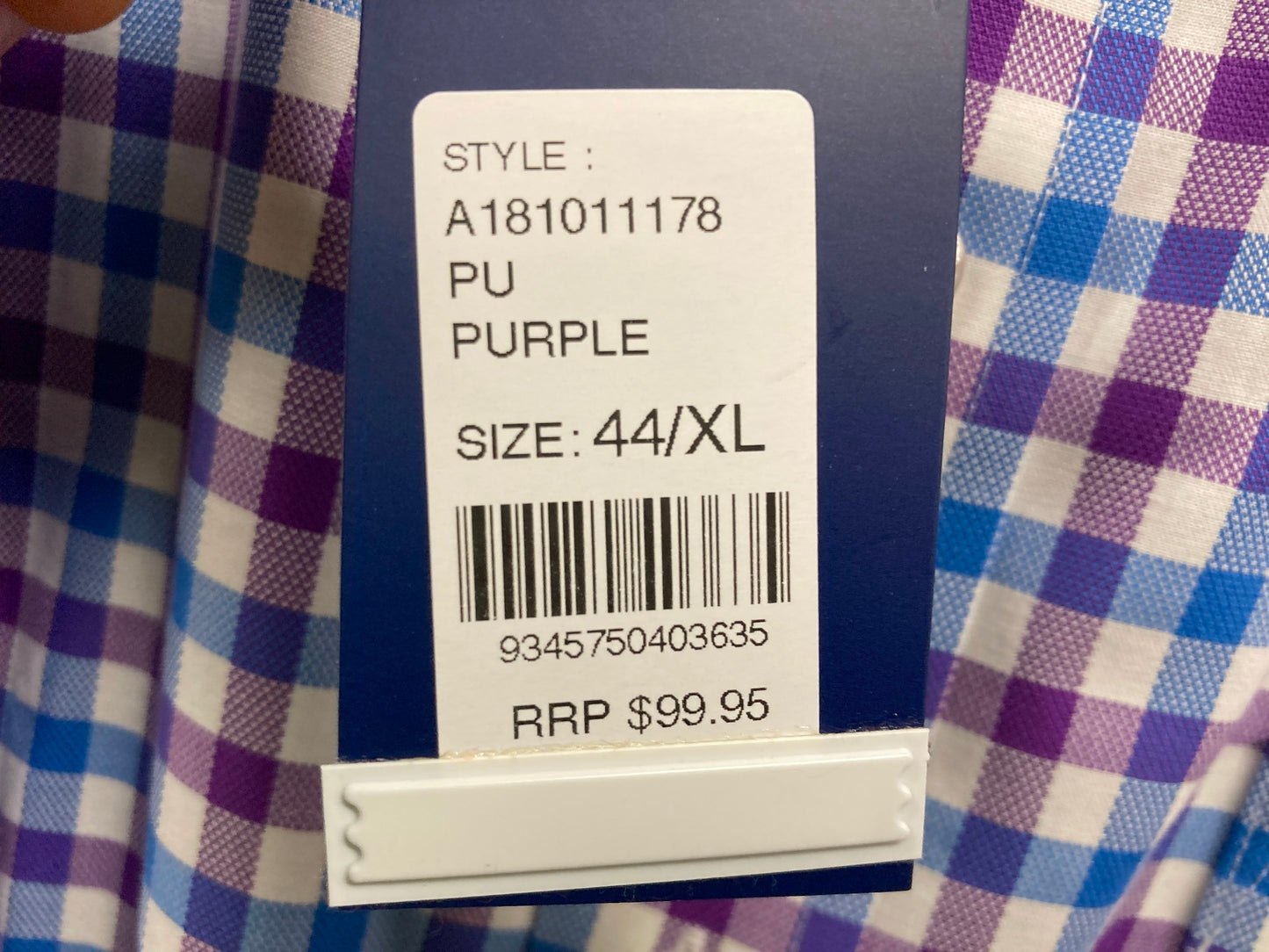 Abelard Classic L/S Button Up Purple Check Shirt Mens Sz 44 Xl NEW