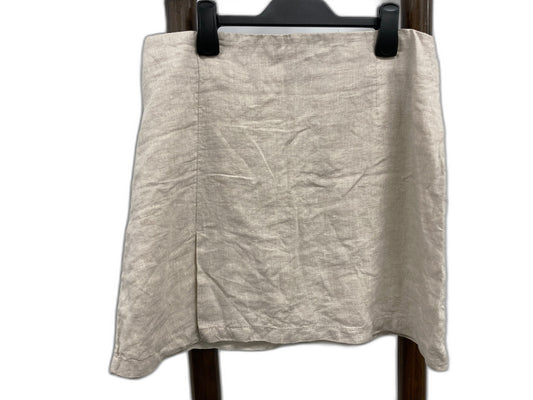 H&M Natural Linen Elastic Waist Midi Skirt Beige Ladies Size Eu44 NEW