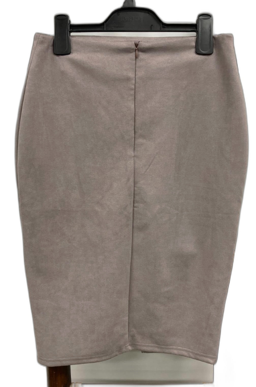 Ally Asymmetric Suede-Feel Side Zip Skirt Grey Ladies Size 10 NEW