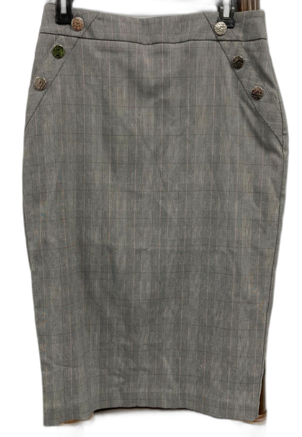 Portmans A6 Check Lined A-Line Mid Length Grey Skirt Ladies Size 10 NEW